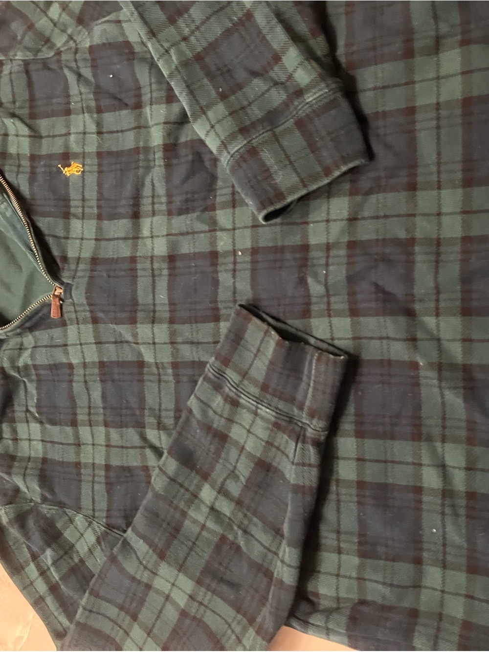 Polo by Ralph Lauren Green & Navy Plaid Half-Zip Shirt Jacket